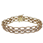 18KYG Double Row Diamond Cluster Bracelet 24.9G