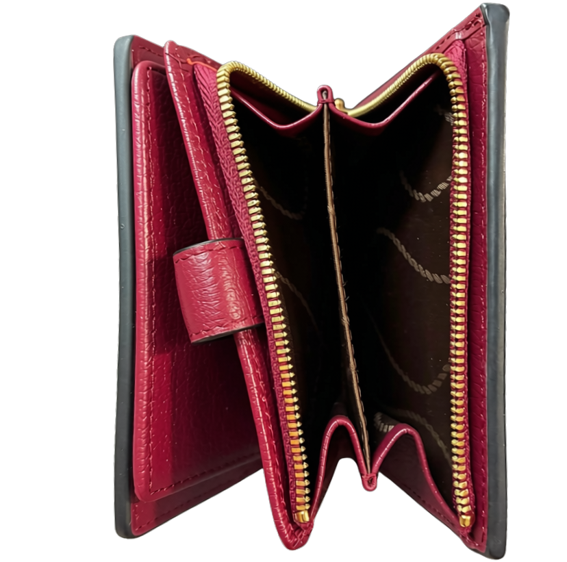 FION Pebbled Leather BiFold Wallet Raspberry