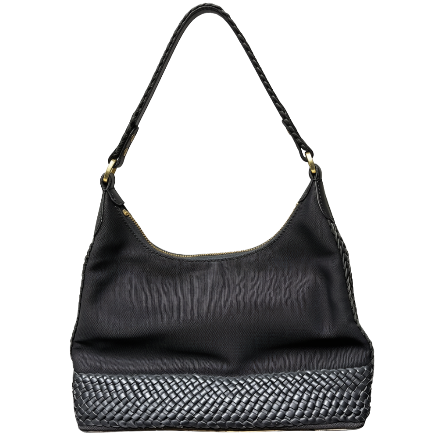 Che Che New York Black Fabric And Leather Hobo Bag