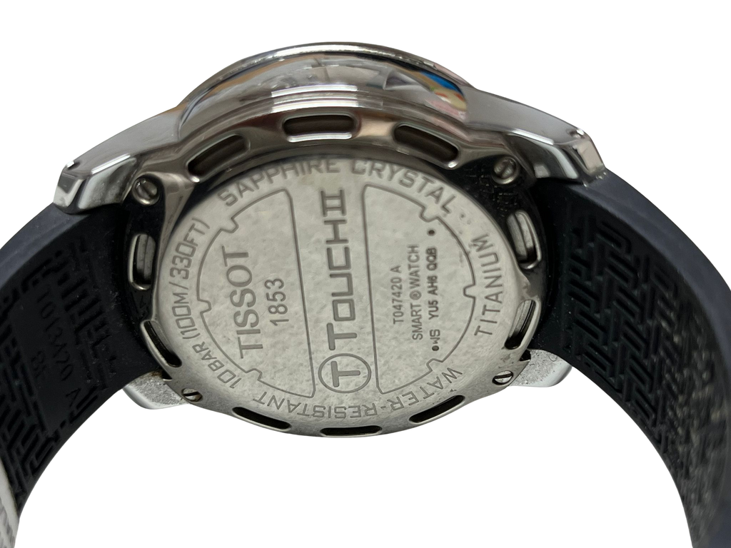 Tissot T Touch II Titanium Watch Black Carbon Fiber Dial Rubber Strap