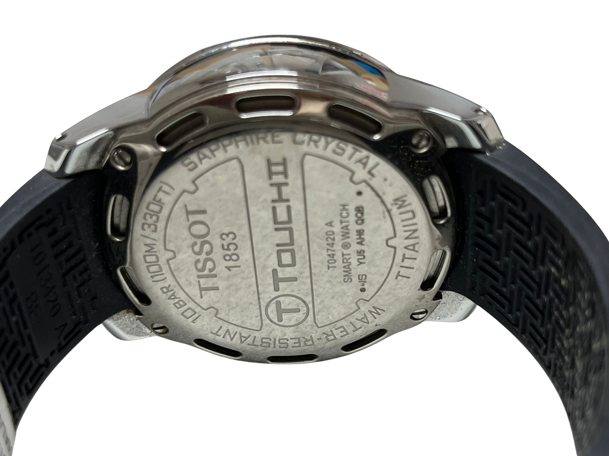 Tissot T Touch II Titanium Watch Black Carbon Fiber Dial Rubber Strap