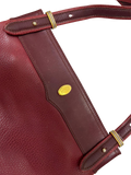 CARTIER Must Line Shoulder Bag Leather Bordeaux Gold Auth BA3142 Golden Dark red