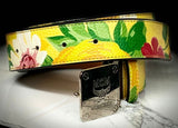 MCM Floral Print Leather Belt