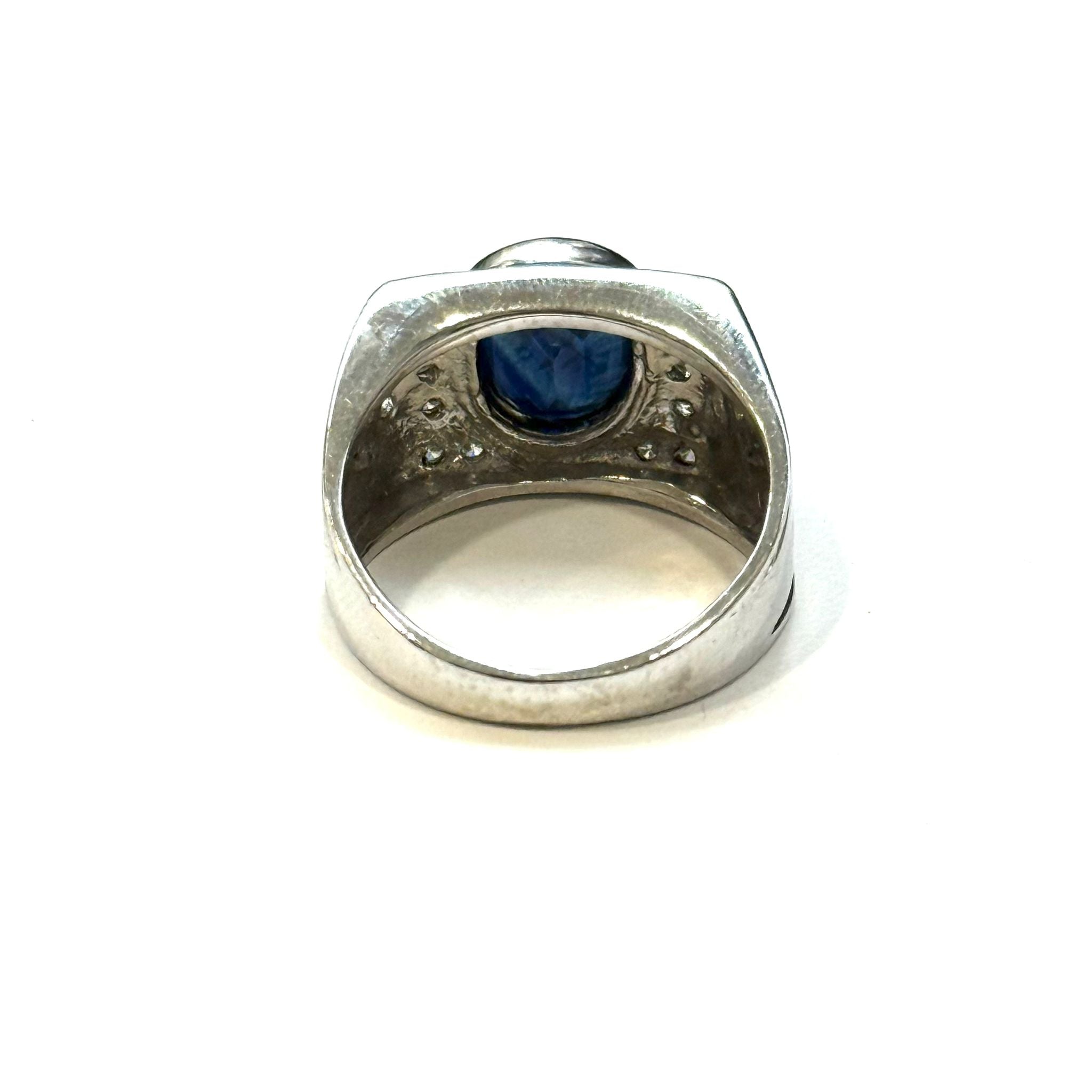 18KWG Blue Sapphire & Diamond Ring