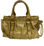 Miu Miu Beige Vitello Leather Gathered Tote