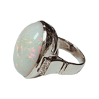 PT900 Cabochon Cut Opal And Diamond Cocktail Ring 19.0G Size 17