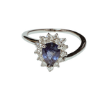 750WG Blue Sapphire Halo Ring 2.6GM
