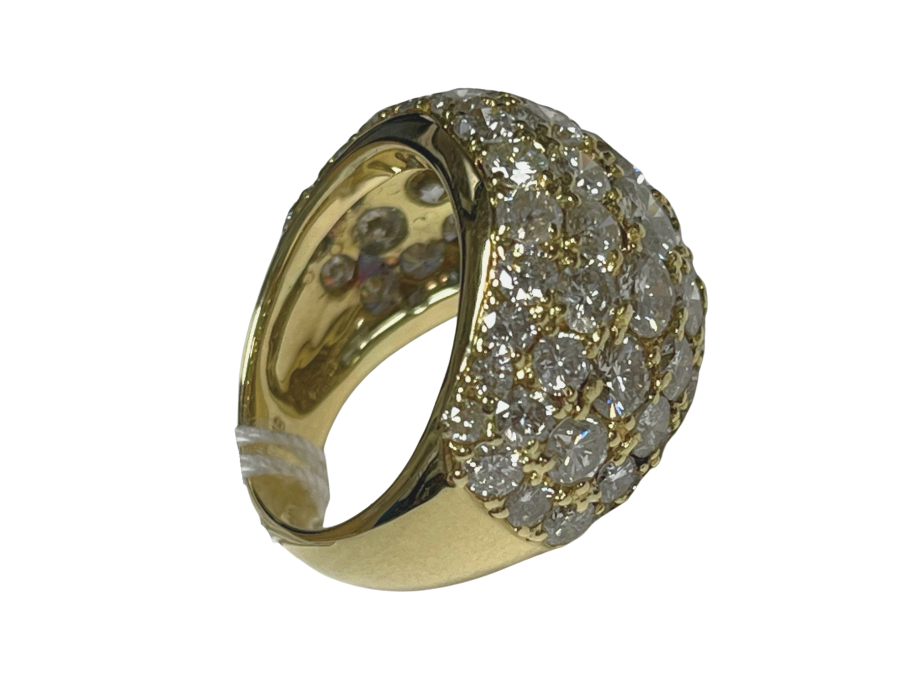 18K Yellow Gold Natural Round Diamond Ring 10.8G Size 13.5