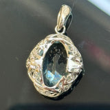 PT900 Aquamarine and Diamond Pendant