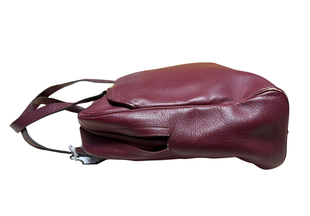 Vintage Christian Dior Bowling Style Leather Handbag Burgundy