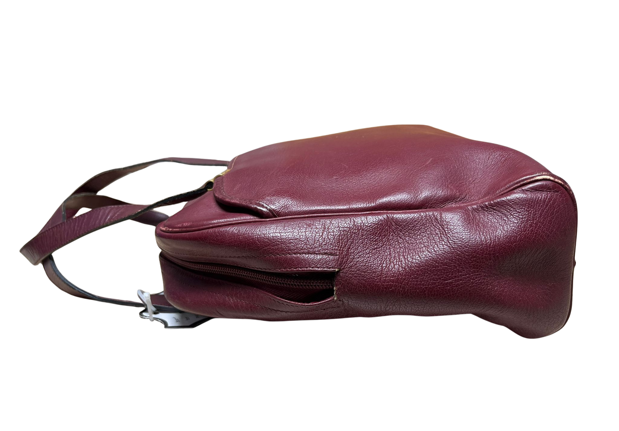 Vintage Christian Dior Bowling Style Leather Handbag Burgundy