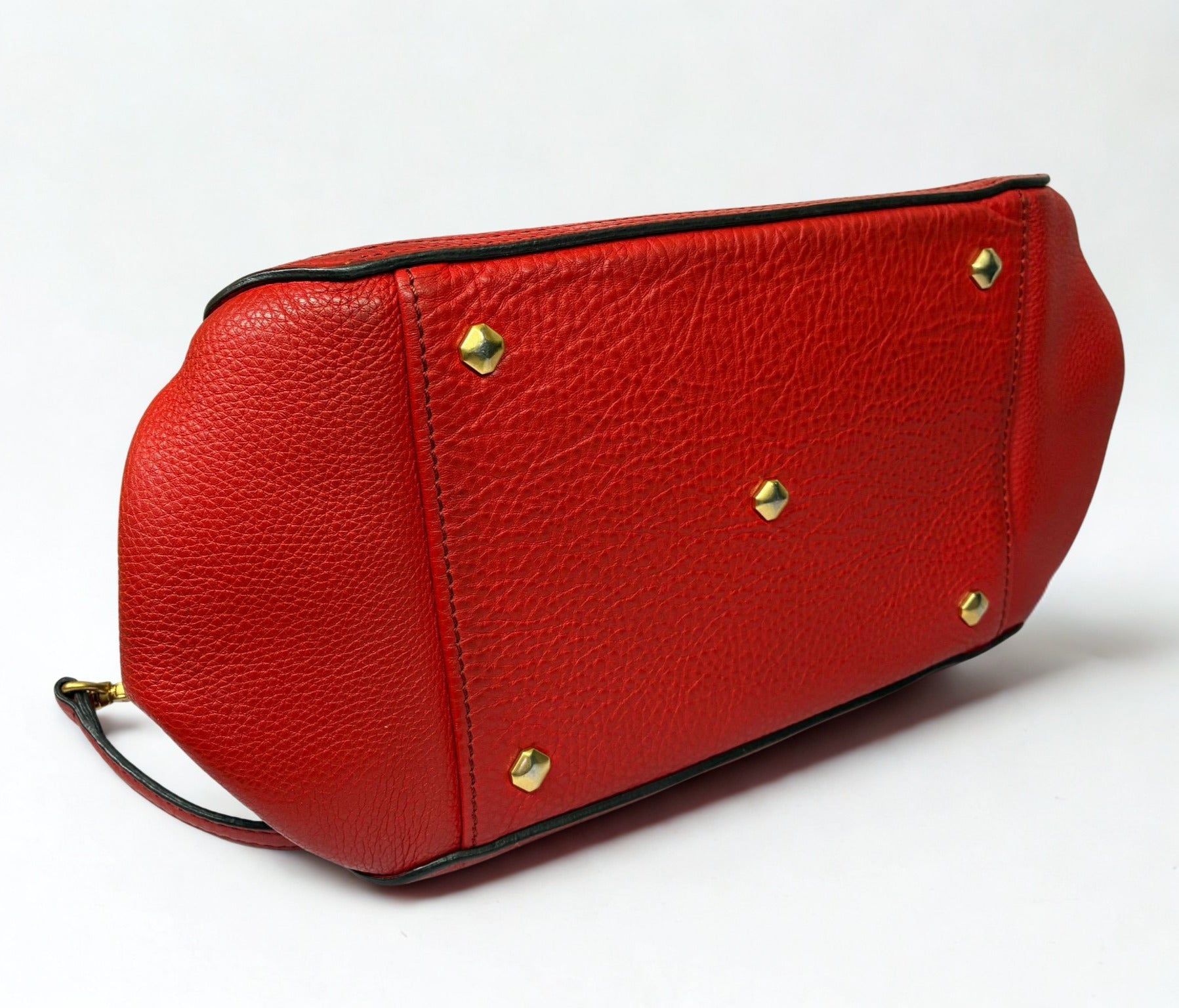 MCM Red Pebbled Leather 2 Way Satchel Shoulder Bag