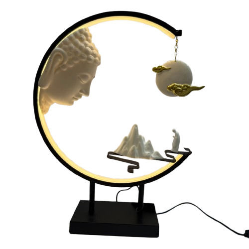 Buddha Looking At Monk With LED Ring (Adjustable Light) Main image