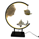 Buddha Looking At Monk With LED Ring (Adjustable Light)