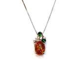PT850/PT900 Natural Opal, Tsavorite & Diamond Necklace