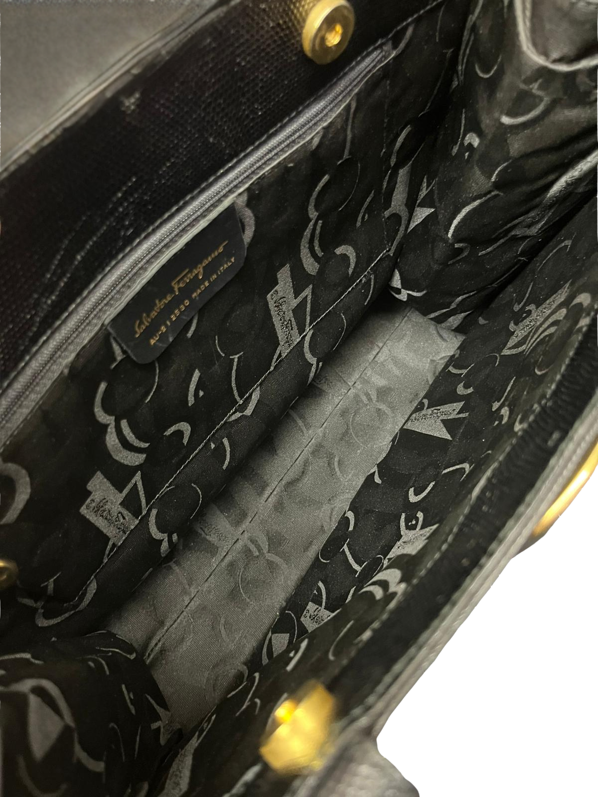 Salvatore Ferragamo Vara Bow Top Handle Tote Bag Black Leather.