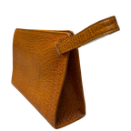 Kenzo Clutch Tan Brown Crocodile Embossed Leather