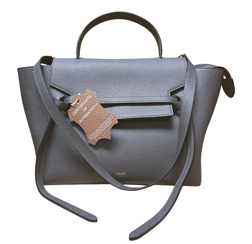 Celine Micro Belt Bag Grey Grained Calfskin Leather
