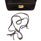 Purple Crocodile Skin Leather Shoulder Bag