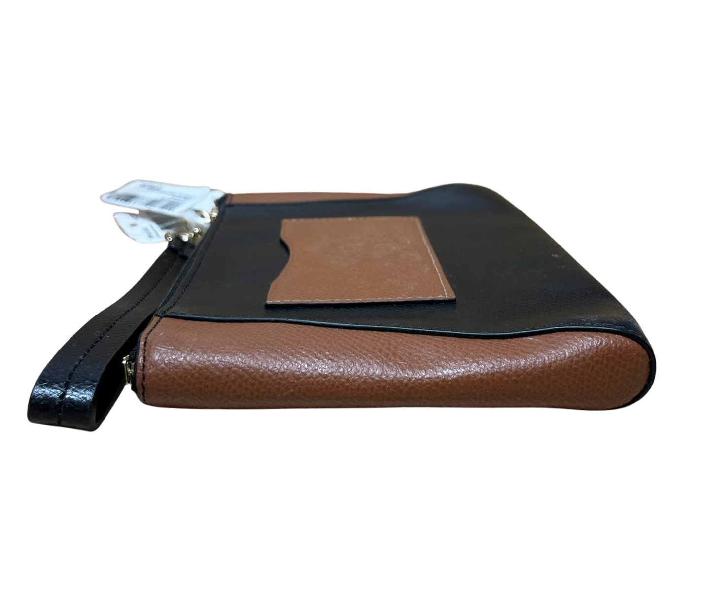 Coach Morgan F64848 Clutch Wristlet Black Saddle Brown Leather