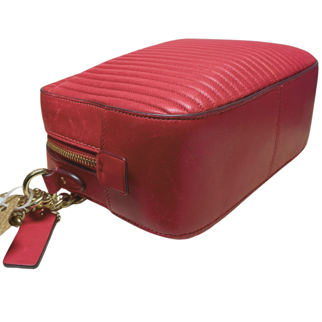 Coach Camera Red Quilted Leather  Bag