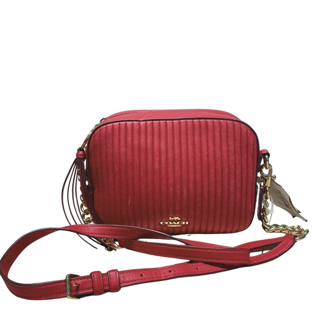 Coach Camera Red Quilted Leather  Bag
