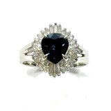 PT900 Natural Royal Blue Pear Shape Sapphire & Diamond Ring