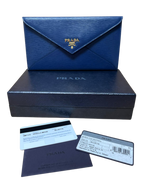 Prada 1MF175 Vitello Move Leather Envelope Wallet With Flap Bluette