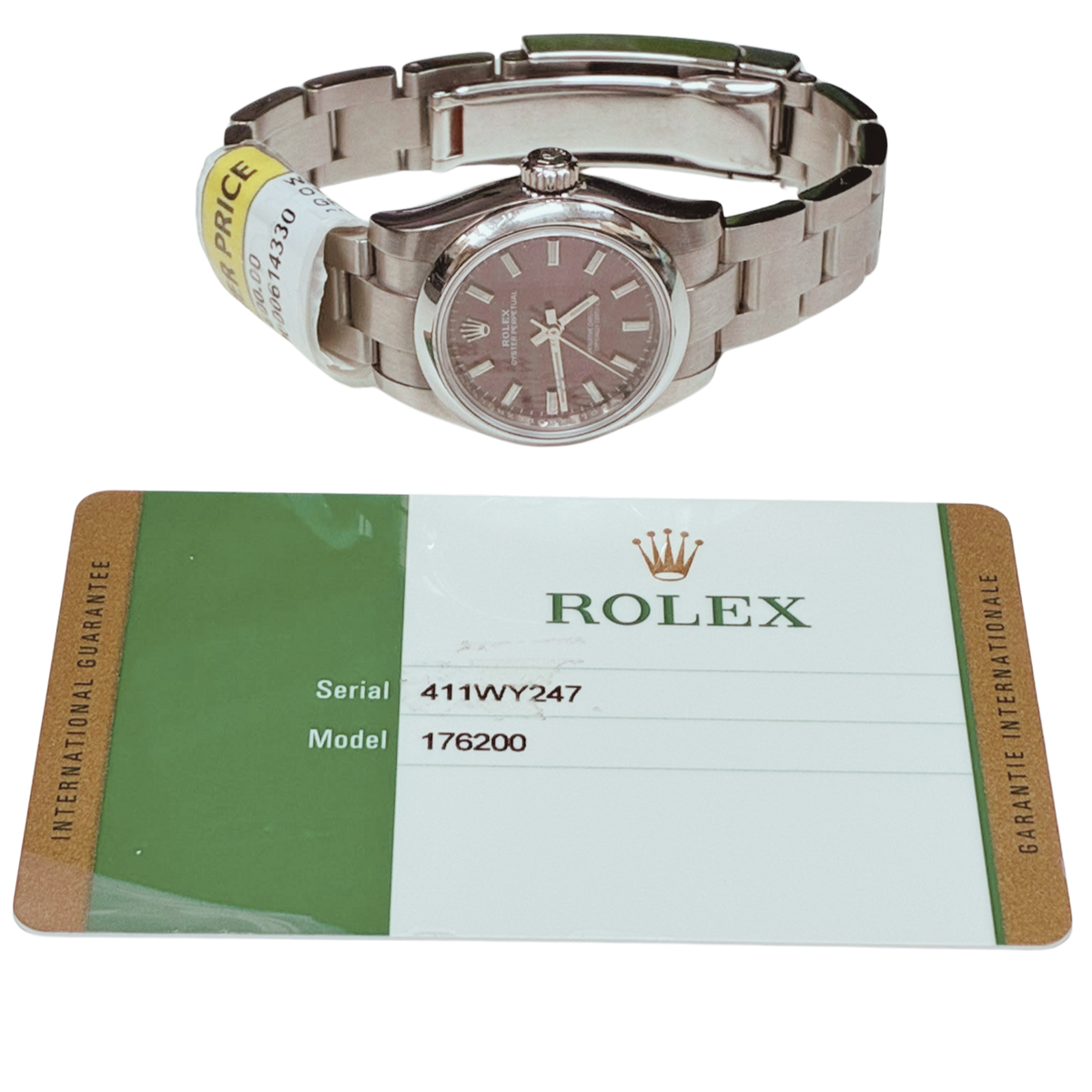 Rolex 176200 Oyster Perpetual Red Grape Sunray Dial