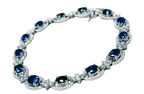 18K White Gold Blue Sapphire Diamond Bracelet 13.0GM