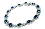 18K White Gold Blue Sapphire Diamond Bracelet 13.0GM
