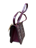 Coach Alie Shoulder Bag 18 In Signature Jacquard With Snakeskin Detail Brass Burgundy Blk Cherry
