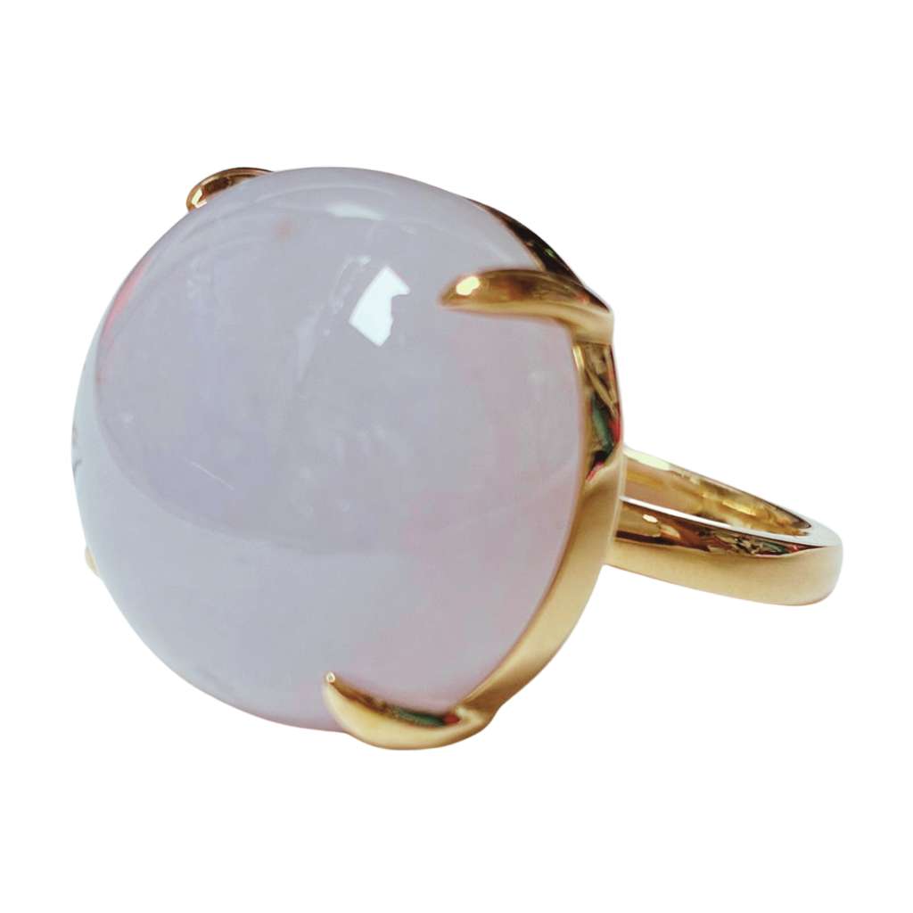 K18 Yellow Gold Lavender Jade Cabochon 42.05CT 16.09G Size 15