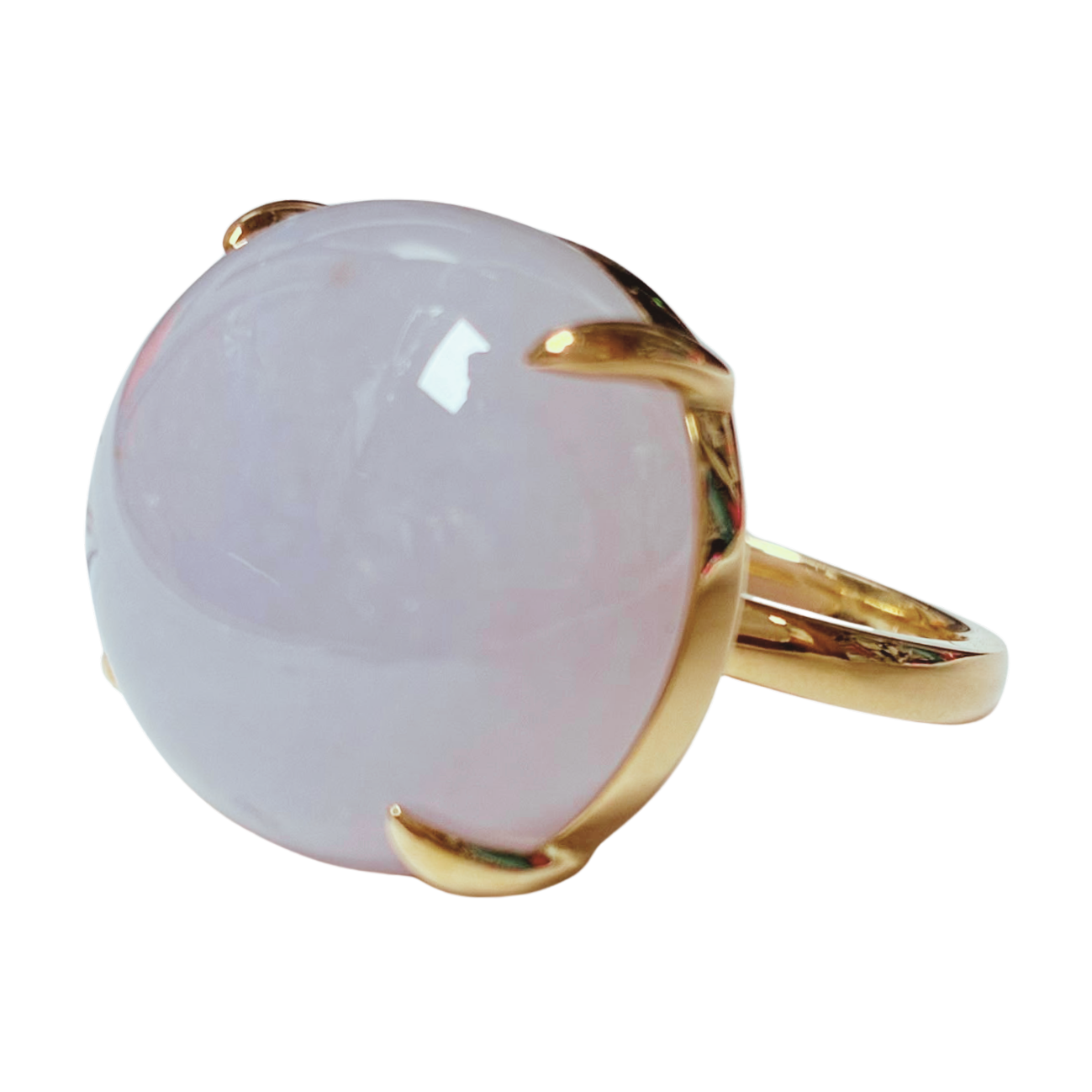 K18 Yellow Gold Lavender Jade Cabochon 42.05CT 16.09G Size 15