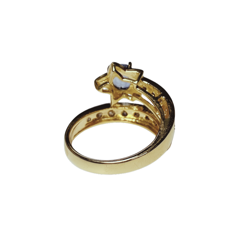 18KYG Celestial Themed Sapphire And Diamond Dress Ring 6.5GM
