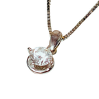 18K White Gold Solitaire Diamond Pendant Necklace 1.7GM