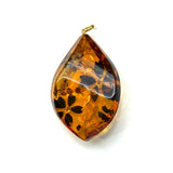 18KYG Amber & Diamond Pendant