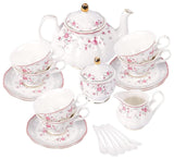 Fanquare Vintage Porcelain Tea Set Tea Cup And Saucer Set For 6
