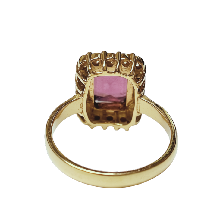 YG Amethyst Cocktail Ring With Diamond Halo 4.8GM