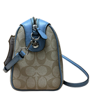 Coach MY647 F58312 Mini Bennett Satchel Signature Coated Canvas Light Khaki Blue Leather