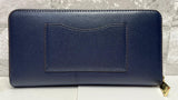 Coach Continental Zip Around Wallet Navy Crossgrain Leather