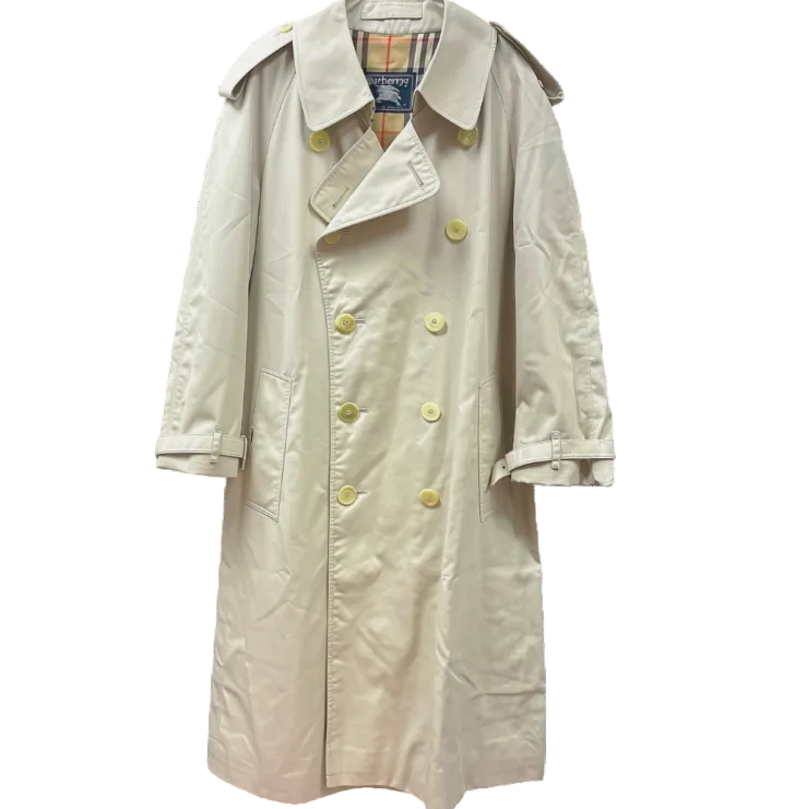 Burberrys Vintage DoubleBreasted Trench Coat Beige Signature Check Lining Size 44Short Main image