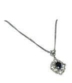 750WG Necklace With Blue Sapphire And Diamond Pendant 6.6GM