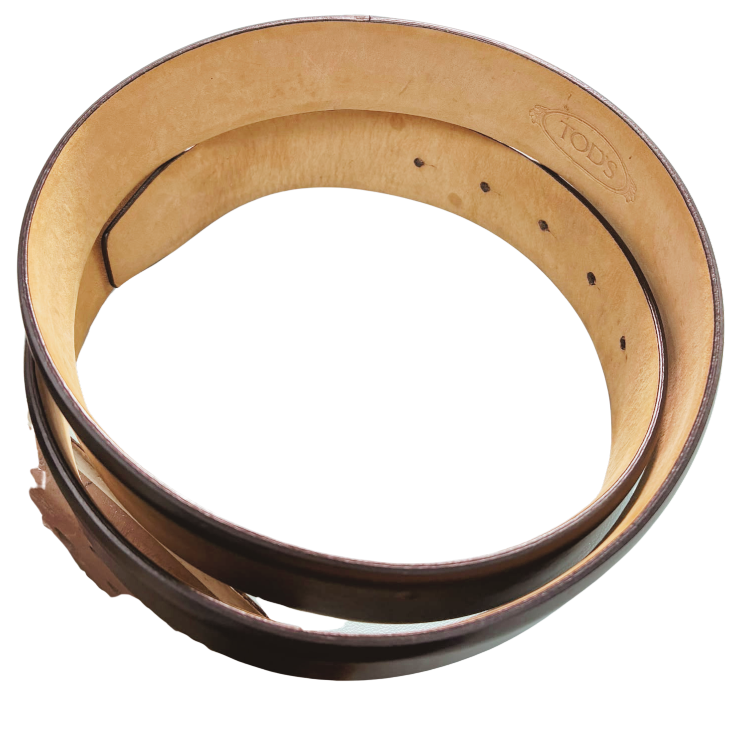 Tods Black Leather Belt SilverTone Double T Buckle 95cm