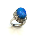 PT900 Double Cabochon Natural Opal & Diamond Ring