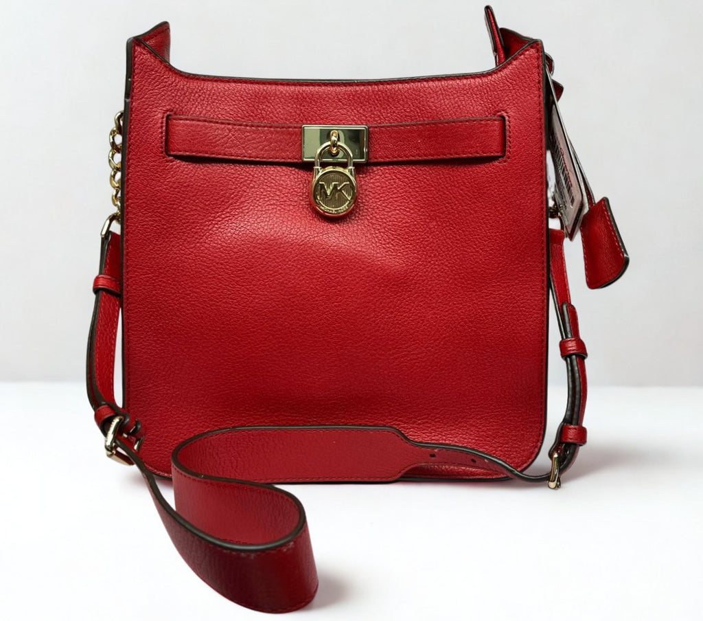Michael Kors Hamilton Medium Leather Messenger Bag Burnt Red