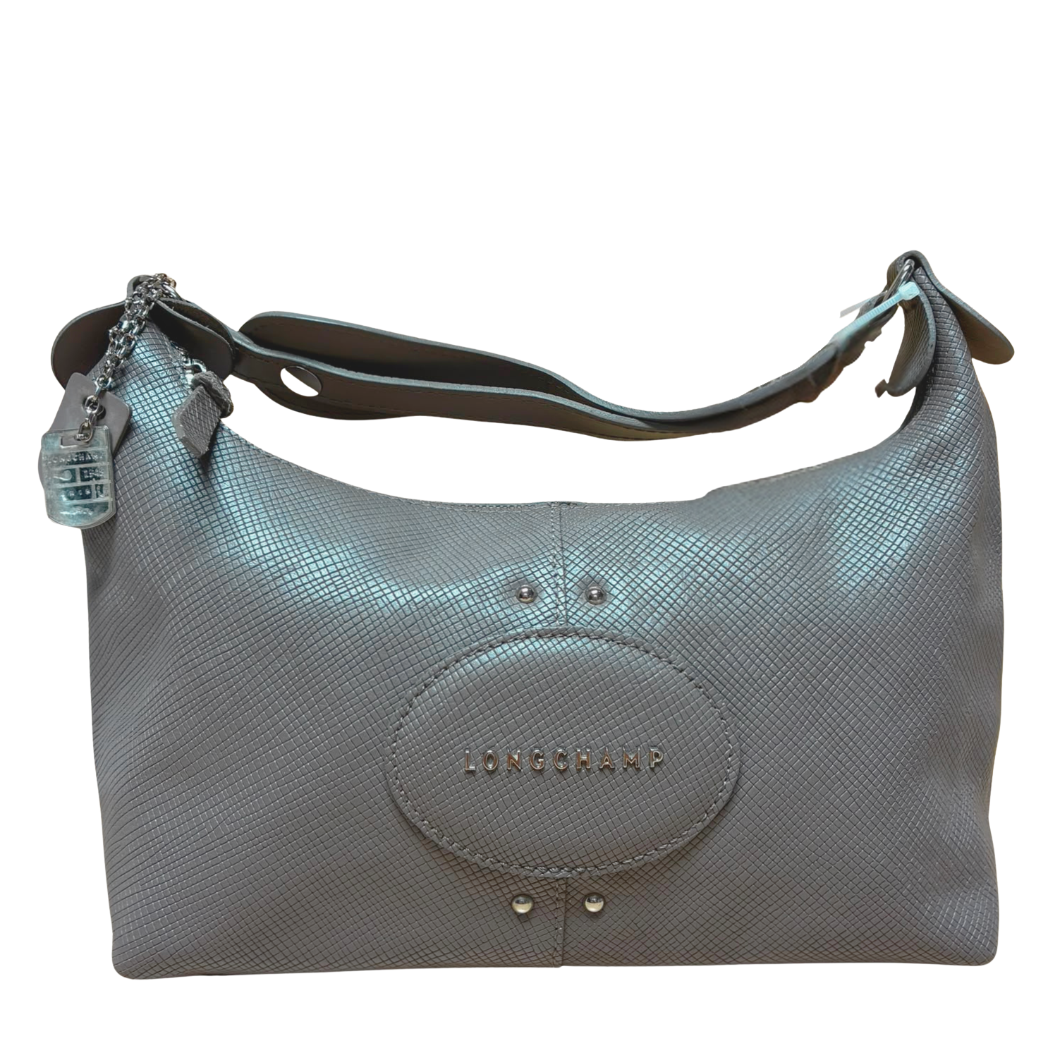 Longchamp Quadri Shoulder Bag Grey Textured Leather Main image