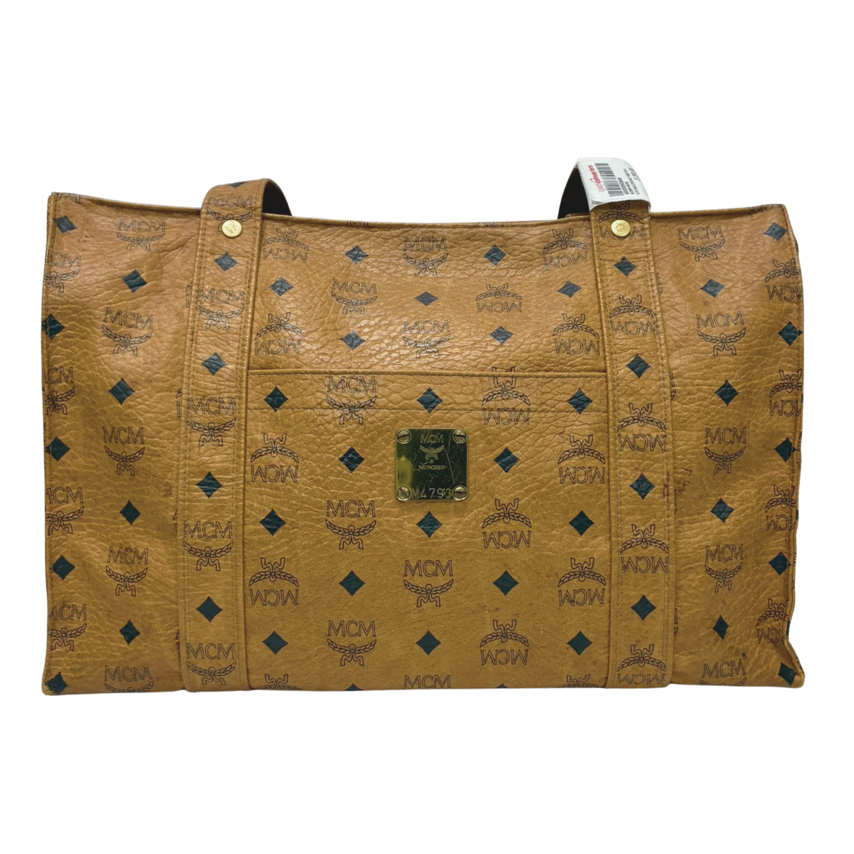 MCM Visetos Monogram Cognac Shopper Tote Bag 39cm