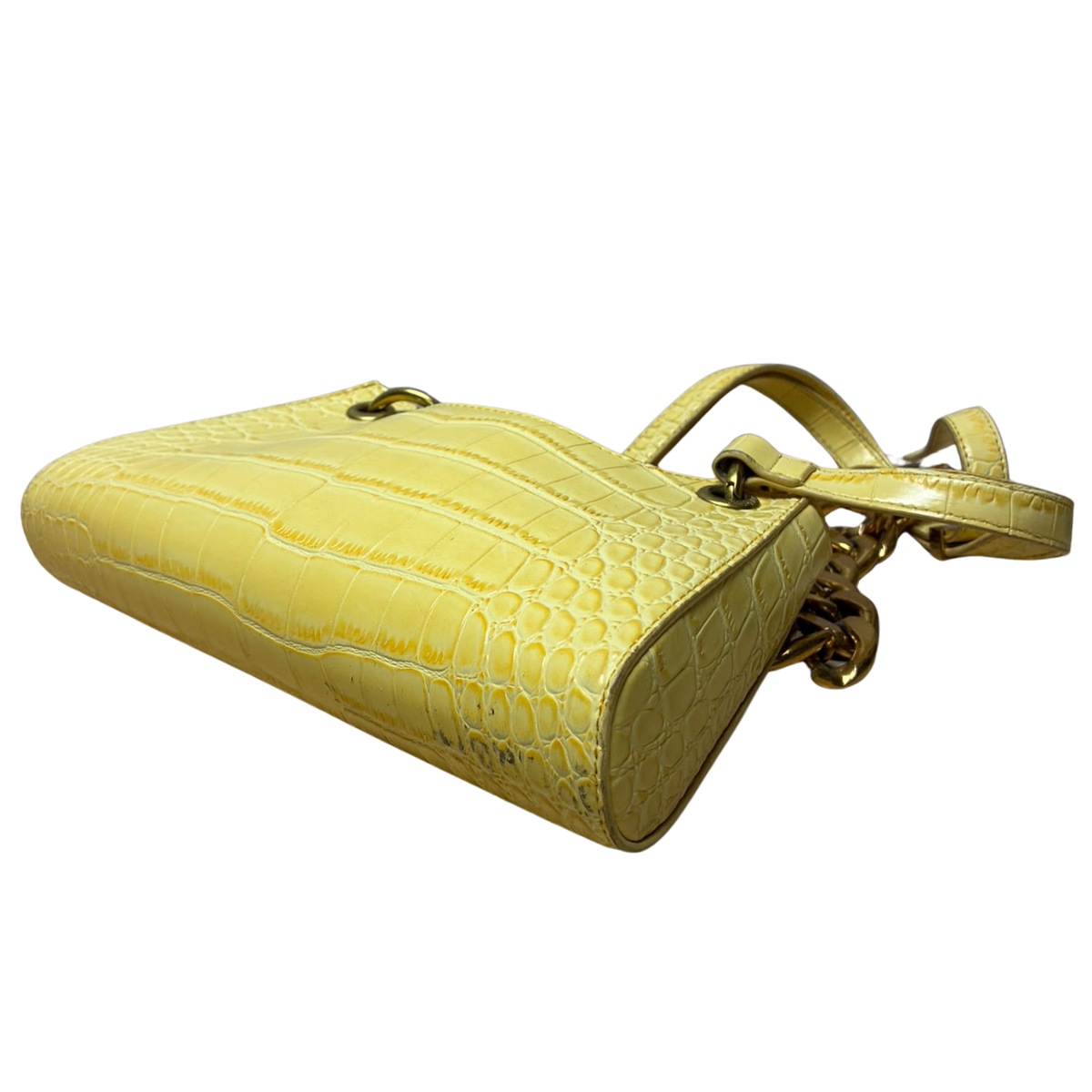 Apede Mod Yellow Croc Embossed Shoulder Bag