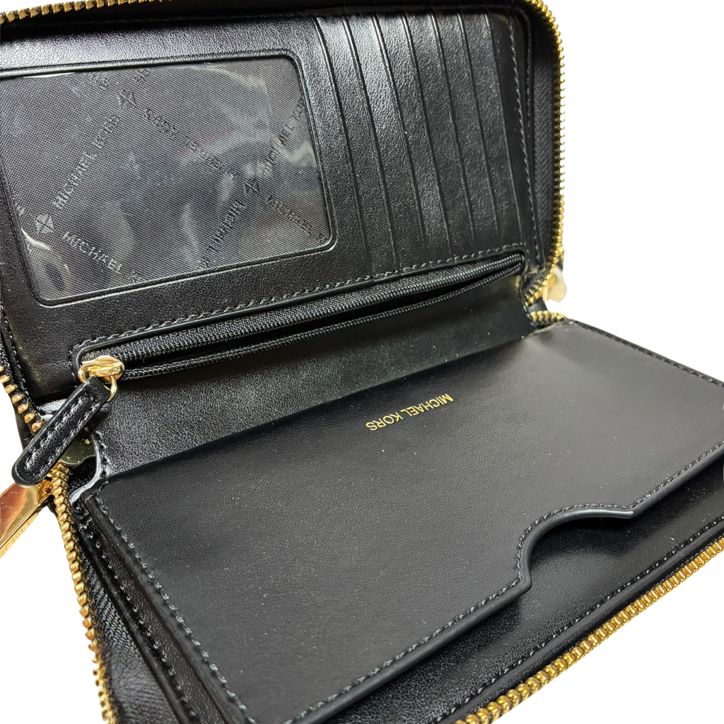 Michael Kors Womens Jet Set Large Flat Multi Function Phone Case Black 2 One Size